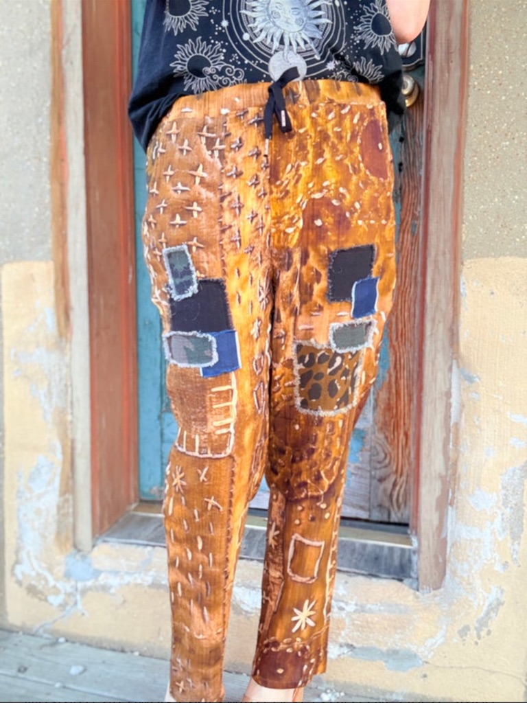 New-Women's Straight Leg Patchwork Jeans - Brown